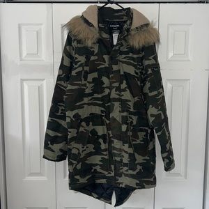 Camouflage hooded parka